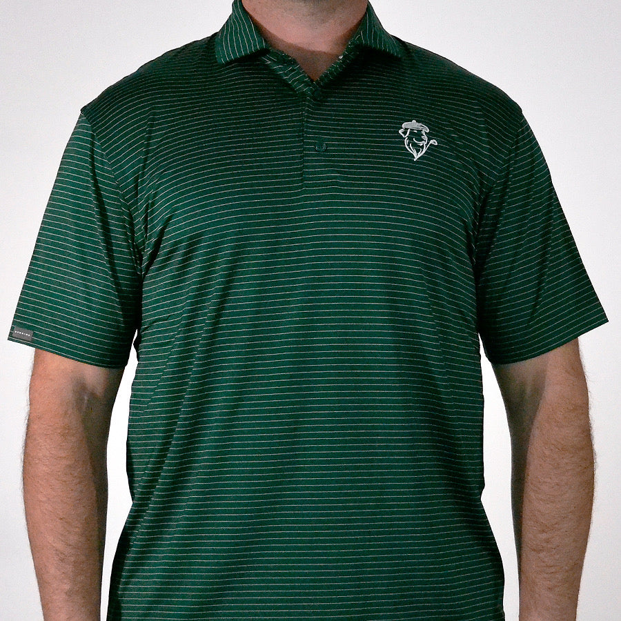 PGC x Dunning - Helsby Pinstripe Performance Polo in Forest Green