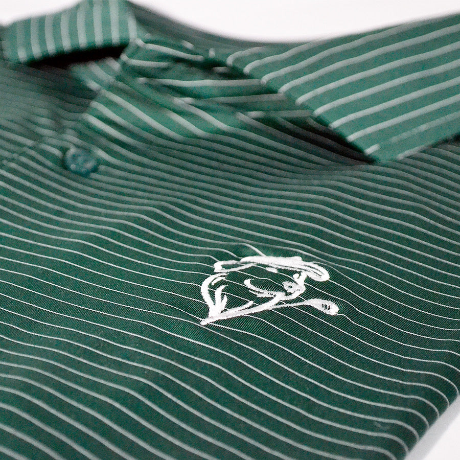 PGC x Dunning - Helsby Pinstripe Performance Polo in Forest Green