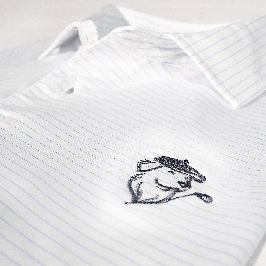 PGC x Dunning - Helsby Pinstripe Performance Polo in White