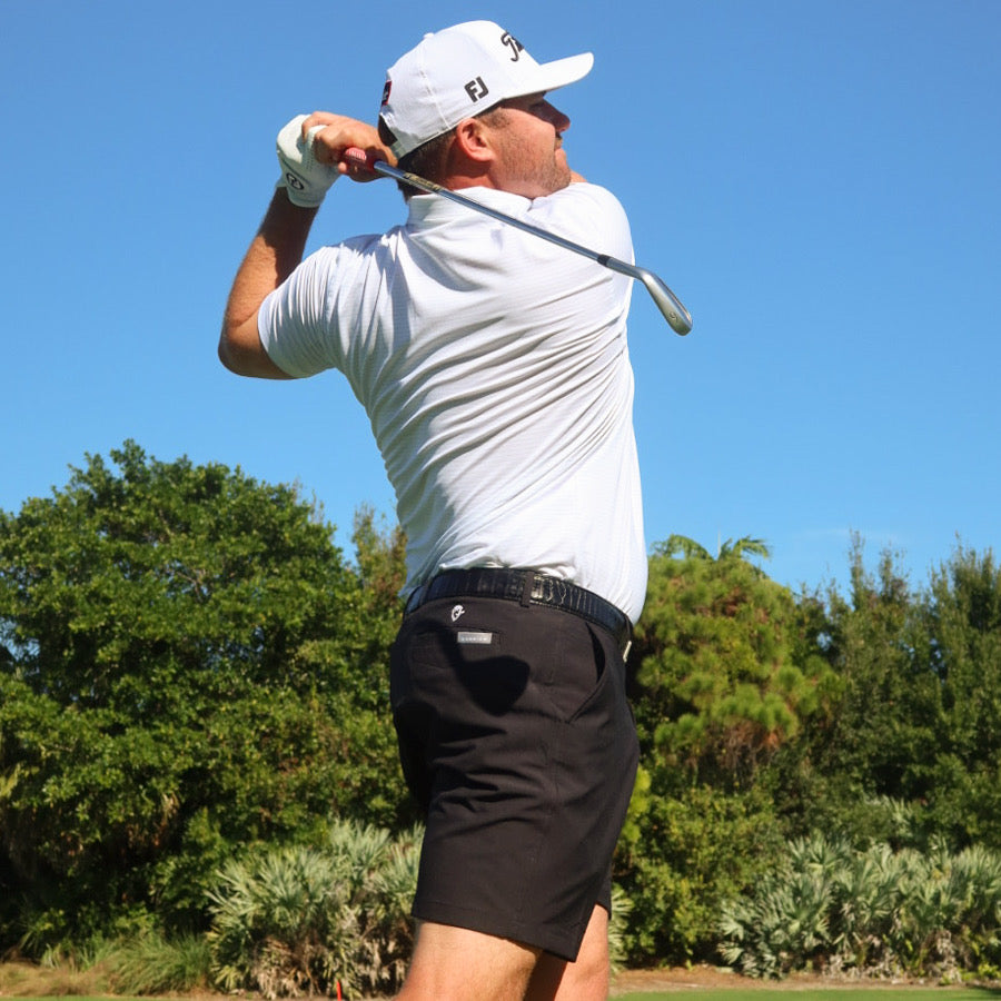 PGC x Dunning - Helsby Pinstripe Performance Polo in White